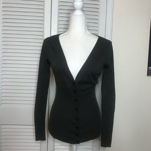 Heathered dark grey cardigan by Necessary Objects